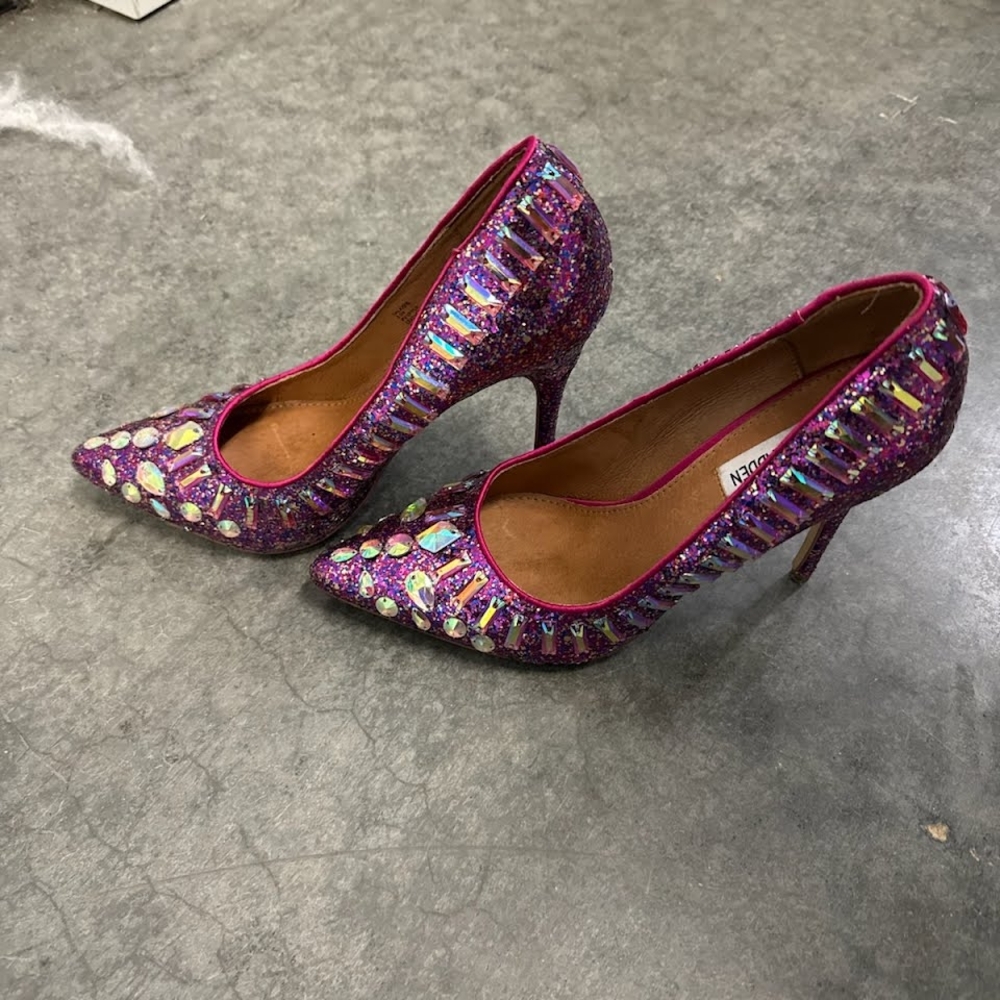 Steve Madden Sparkling Purple Heels with Iridescent Details